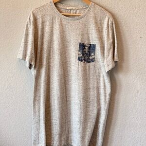 Marine Layer T-Shirt Pocket Palm Tree Mens Gray L/XL Short Sleeve Tee